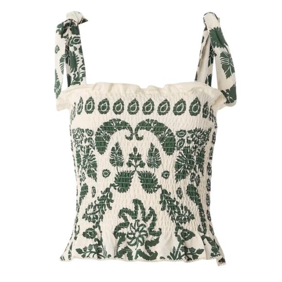 Sandro Ramatuelle Top in Cream/Green, Size US 0 - Picture 1 of 6